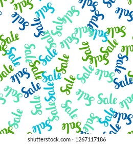 Light Blue, Green vector seamless pattern with 70, 90 percentage signs. Abstract illustration with colorful gradient symbols of sales. Design for business ads, commercials.