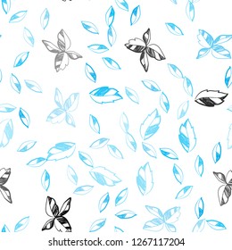 Light Blue, Green vector seamless doodle background with leaves. An elegant bright illustration with leaves in Natural style. Template for business cards, websites.