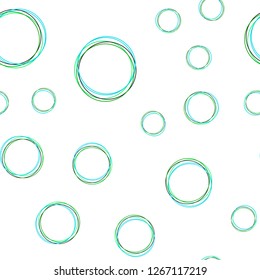 Light Blue, Green vector seamless pattern with spheres. Blurred decorative design in abstract style with bubbles. Texture for window blinds, curtains.