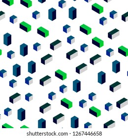Light Blue, Green vector seamless, isometric template with rhombus. Abstract gradient illustration with rectangles. Texture for window blinds, curtains.
