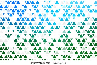 Light Blue, Green vector seamless background with triangles. Beautiful illustration with triangles in nature style. Pattern for trendy fabric, wallpapers.