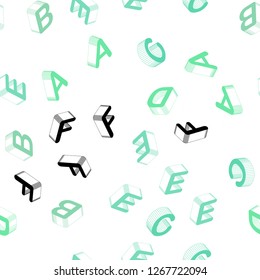 Light Blue, Green vector seamless texture with 3D ABC characters. Shining colorful 3D illustration with isolated letters. Pattern for design of fabric, wallpapers.