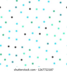 Light Blue, Green vector seamless background with xmas snowflakes. Modern geometrical abstract illustration with snowflakes. Design for wallpaper, fabric makers.