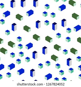 Light Blue, Green vector seamless, isometric template with rhombus. Modern abstract illustration with colorful rectangles. Design for wallpaper, fabric makers.