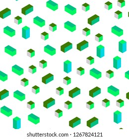 Light Blue, Green vector seamless, isometric background with rectangles. Glitter abstract illustration with rectangular shapes. Design for textile, fabric, wallpapers.