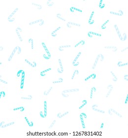 Light Blue, Green vector seamless background with sweet xmas lollipops.