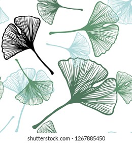 Light Blue, Green vector seamless abstract backdrop with leaves. Modern geometrical abstract illustration with leaves. Pattern for design of fabric, wallpapers.