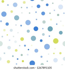 Light Blue, Green vector seamless texture with disks. Abstract illustration with colored bubbles in nature style. Trendy design for wallpaper, fabric makers.