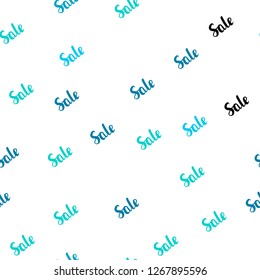 Light Blue, Green vector seamless pattern with sale signs. Colorful set of  percentage signs in simple style. Backdrop for mega promotions, discounts.