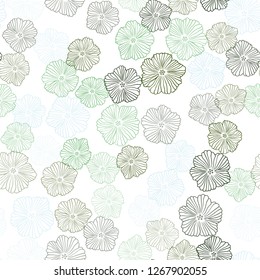 Light Blue, Green vector seamless doodle pattern with flowers. Brand new colored illustration with flowers. Template for business cards, websites.