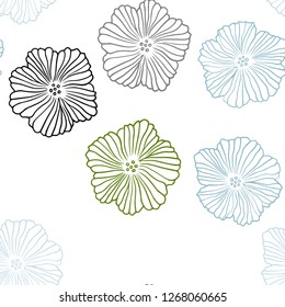 Light Blue, Green vector seamless doodle background with flowers. Colorful illustration in doodle style with flowers. Pattern for trendy fabric, wallpapers.
