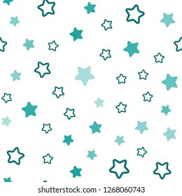Light Blue, Green vector seamless texture with beautiful stars. Modern geometrical abstract illustration with stars. Pattern for trendy fabric, wallpapers.