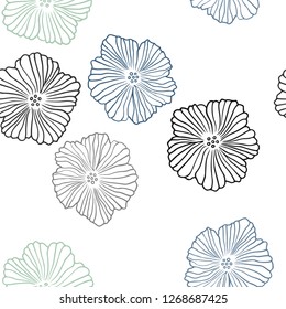 Light Blue, Green vector seamless doodle layout with flowers. Colorful illustration in doodle style with flowers. Pattern for design of fabric, wallpapers.