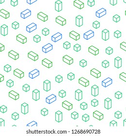 Light Blue, Green vector seamless, isometric background with rectangles. Decorative design in abstract style with rectangles. Design for wallpaper, fabric makers.