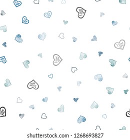 Light Blue, Green vector seamless pattern with colorful hearts. Hearts on blurred abstract background with colorful gradient. Template for Valentine's greeting postcards.