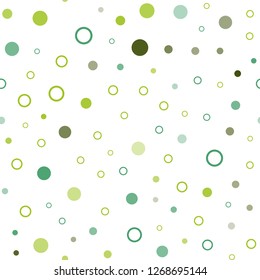 Light Blue, Green vector seamless layout with circle shapes. Glitter abstract illustration with blurred drops of rain. Pattern for design of window blinds, curtains.