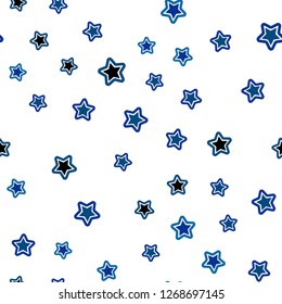 Light Blue, Green vector seamless layout with bright stars. Decorative shining illustration with stars on abstract template. Texture for window blinds, curtains.