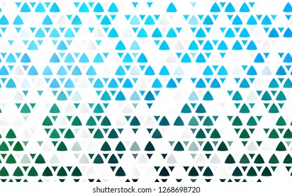 Light Blue, Green vector seamless texture in triangular style. Decorative design in abstract style with triangles. Pattern for trendy fabric, wallpapers.