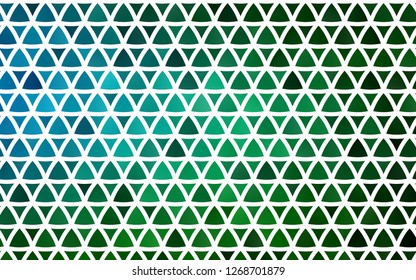 Light Blue, Green vector seamless cover in polygonal style. Illustration with set of colorful triangles. Pattern for design of window blinds, curtains.