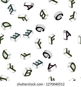 Light Blue, Green vector seamless layout with 3D latin alphabet. Shining colorful 3D illustration with isolated letters. Texture for window blinds, curtains.