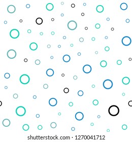 Light Blue, Green vector seamless template with circles. Glitter abstract illustration with blurred drops of rain. New design for ad, poster, banner of your website.