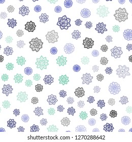 Light Blue, Green vector seamless template with ice snowflakes. Modern geometrical abstract illustration with crystals of ice. Template for business cards, websites.