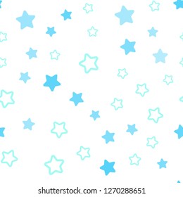 Light Blue, Green vector seamless texture with beautiful stars. Glitter abstract illustration with colored stars. Design for textile, fabric, wallpapers.