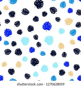Light Blue, Green vector seamless doodle pattern with leaves. Doodle illustration of leaves in Origami style with gradient. Template for business cards, websites.