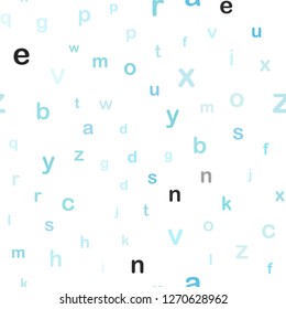 Light Blue, Green vector seamless pattern with ABC symbols. Modern geometrical illustration with ABC english symbols. Texture for window blinds, curtains.