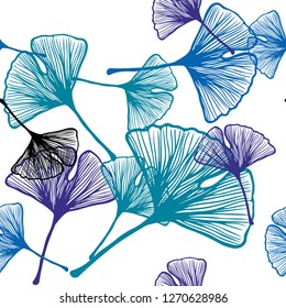 Light Blue, Green vector seamless natural pattern with leaves. Colorful illustration in doodle style with leaves. Template for business cards, websites.