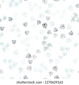 Light Blue, Green vector seamless natural background with leaves. leaves on blurred abstract background with gradient. Pattern for design of fabric, wallpapers.