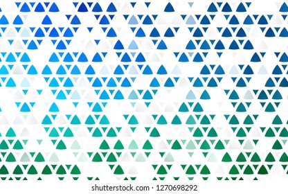 Light Blue, Green vector seamless texture in triangular style. Modern abstract illustration with colorful triangles. Pattern for design of window blinds, curtains.