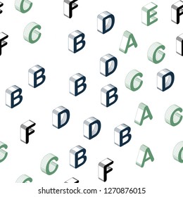 Light Blue, Green vector seamless texture with 3D ABC characters. Abstract illustration with colorful 3D latin alphabet. Design for textile, fabric, wallpapers.
