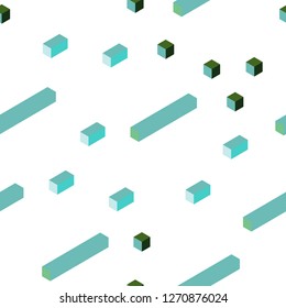 Light Blue, Green vector seamless, isometric layout with lines, rectangles. Illustration with set of colorful rectangles. Template for business cards, websites.
