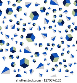 Light Blue, Green vector seamless, isometric template with crystals, squares. Lines, rhombus with colorful gradient. Texture for window blinds, curtains.