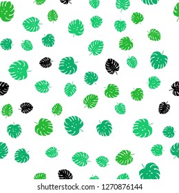 Light Blue, Green vector seamless natural artwork with leaves. An elegant bright illustration with leaves in Natural style. Texture for window blinds, curtains.