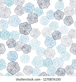 Light Blue, Green vector seamless doodle pattern with flowers. Illustration with colorful abstract doodle flowers. Pattern for trendy fabric, wallpapers.