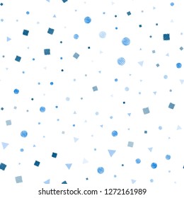 Light Blue, Green vector seamless pattern with polygonal style with circles. Illustration with colorful circles, triangles, rectangles. Design for textile, fabric, wallpapers.