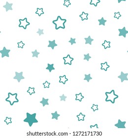 Light Blue, Green vector seamless background with colored stars. Blurred decorative design in simple style with stars. Pattern for design of fabric, wallpapers.