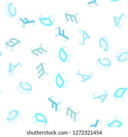 Light Blue, Green vector seamless background with 3D signs of alphabet. Colorful 3D alphabet signs with gradient on white background. Design for wallpaper, fabric makers.