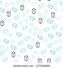 Light Blue, Green vector seamless, isometric background with rectangles. Illustration with set of colorful rectangles. Texture for window blinds, curtains.