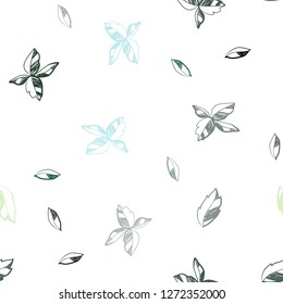 Light Blue, Green vector seamless abstract backdrop with leaves. Brand new colored illustration in blurry style with leaves. Pattern for design of window blinds, curtains.