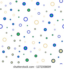 Light Blue, Green vector seamless background with bubbles. Illustration with set of shining colorful abstract circles. Pattern for design of window blinds, curtains.