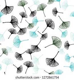 Light Blue, Green vector seamless doodle texture with leaves. Colorful abstract illustration with leaves in doodle style. Texture for window blinds, curtains.