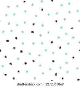 Light Blue, Green vector seamless cover with beautiful snowflakes. Shining colorful illustration with snow in christmas style. Design for wallpaper, fabric makers.