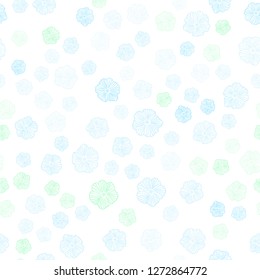 Light Blue, Green vector seamless doodle pattern with flowers. An elegant bright illustration with flowers. Texture for window blinds, curtains.