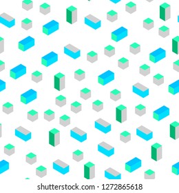 Light Blue, Green vector seamless, isometric background with rectangles. Decorative design in abstract style with rectangles. Template for business cards, websites.