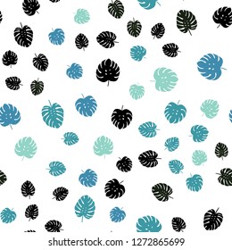 Light Blue, Green vector seamless doodle background with leaves. An elegant bright illustration with leaves in Natural style. Pattern for trendy fabric, wallpapers.