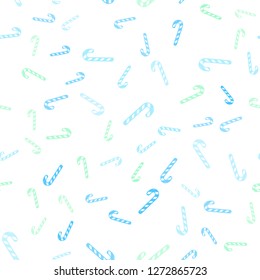 Light Blue, Green vector seamless texture with xmas sweets, candies.