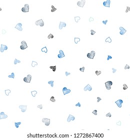 Light Blue, Green vector seamless texture with lovely hearts. Glitter abstract illustration with colorful hearts in romantic style. Pattern for marriage gifts, congratulations.